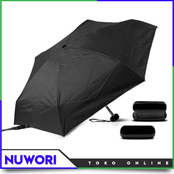 Payung Dompet – Lipat Mini Ukuran Kotak Kacamata Unik – Hitam